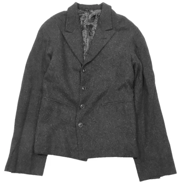 Dolce & Gabbana Wool Tailored Jacket Black Leather Unlined 48 Charcoal Gray in Black Wool from The Reluxe