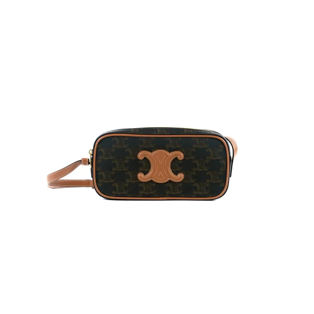 Celine Cuir Mini Triomphe Camera Shoulder Bag in Canvas from The Purse Affair