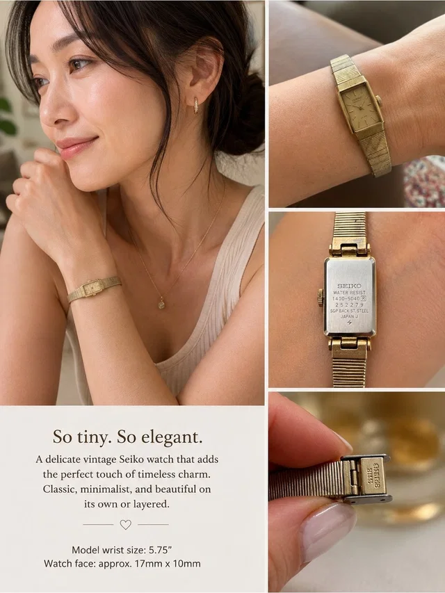 Seiko Vintage Gold Tone Rectangular Quartz Watch Stretch Band Japan. Mini Tiny in gold from Poshmark