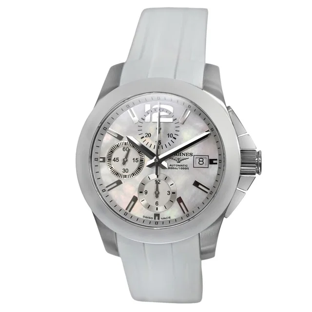 Longines Conquest Chronograph Quartz Ladies Watch L3.661.4.86.2 in silver|gray|white Ceramic from Jomashop.com