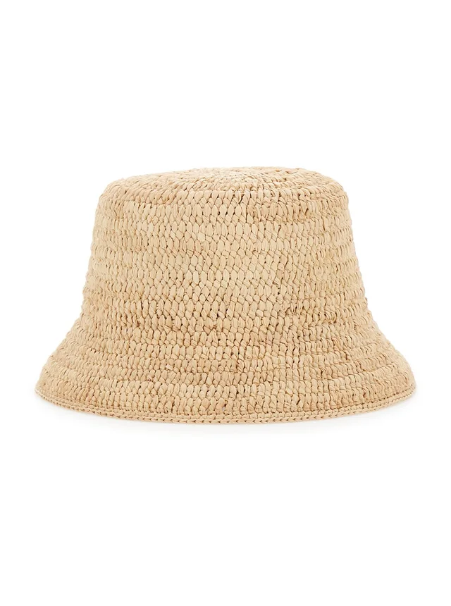 HELEN KAMINSKI Beige Bucket hat with Logo Plate on the Front in Raffia for Women in Beige 100% Raffia, photo 4 of 6 from Gaudenzi Boutique