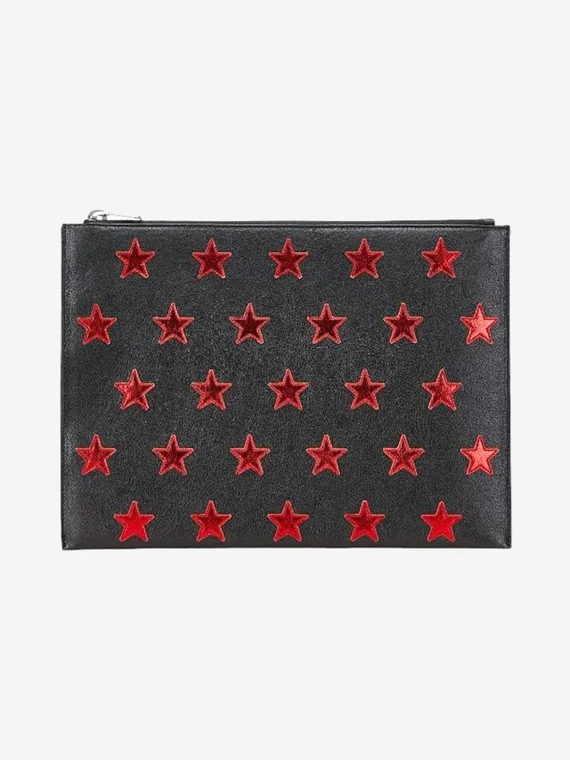 Saint Laurent Black star leather clutch bag in Black Leather from Sign of the Times