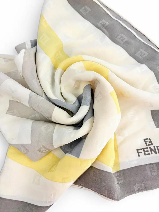 Fendi FF Geometric Silk Scarf in Silk from Season 2 Consign, photo 3 of 3
