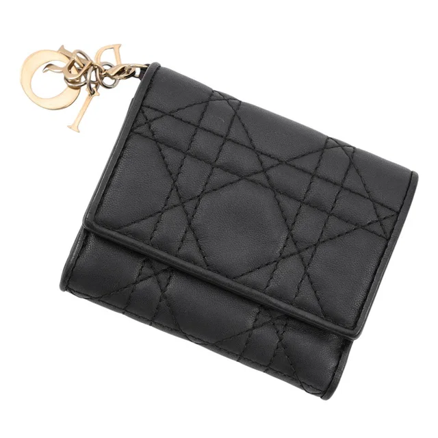 Lady Dior Lotus Wallet BlackS0181ONMJ_M900 Lambskin in Lambskin from GALLERY RARE