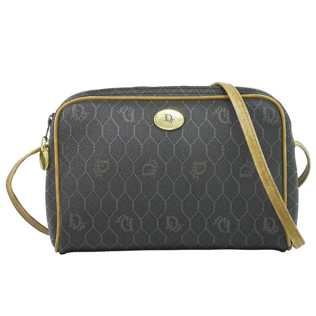Dior Honeycomb Pattern Shoulder Bag Pochette Black in Black Canvas from The Reluxe