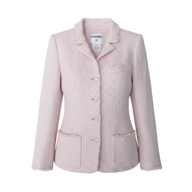Chanel 04C Fancy Tweed Tailored Jacket CC Logo Pink in Pink Tweed from The Reluxe
