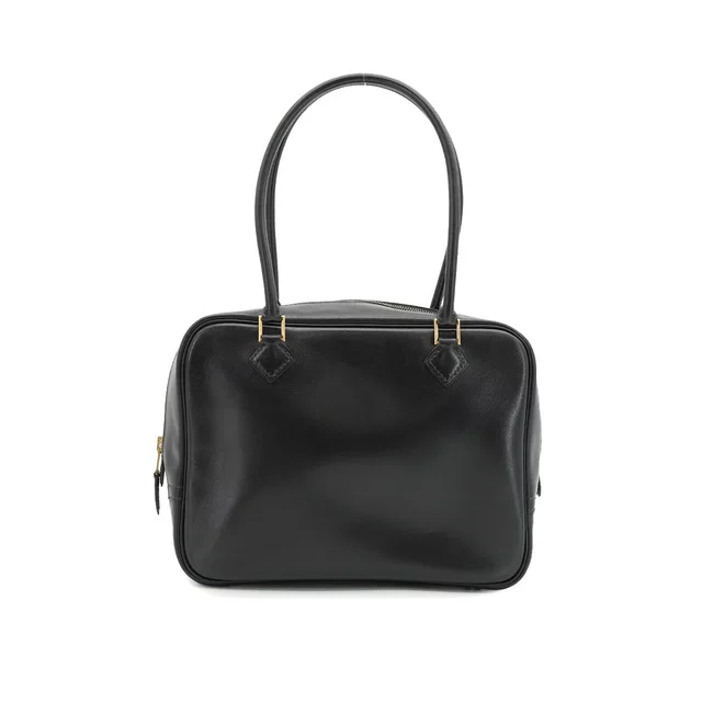 Hermès Plume Mini Black Box Calf Hand Bag 1993 Circle W Gold Hardware in Black Box leather from Luxury Promise