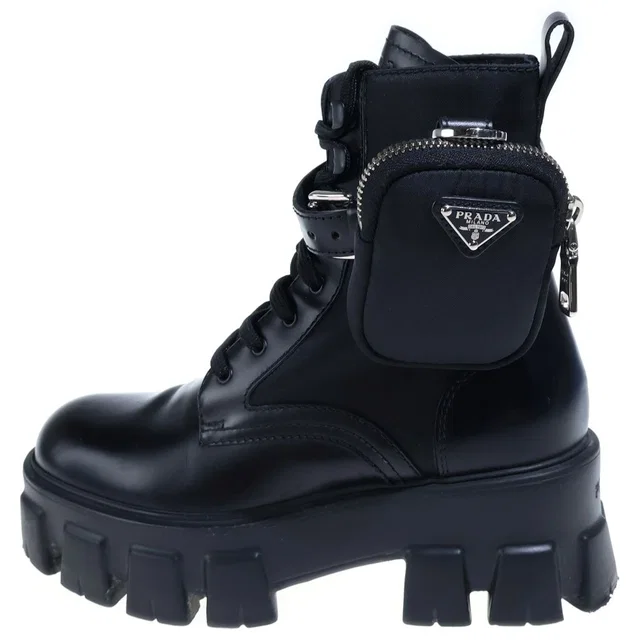 Prada Monolith Boots Black in Black Nylon from The Reluxe