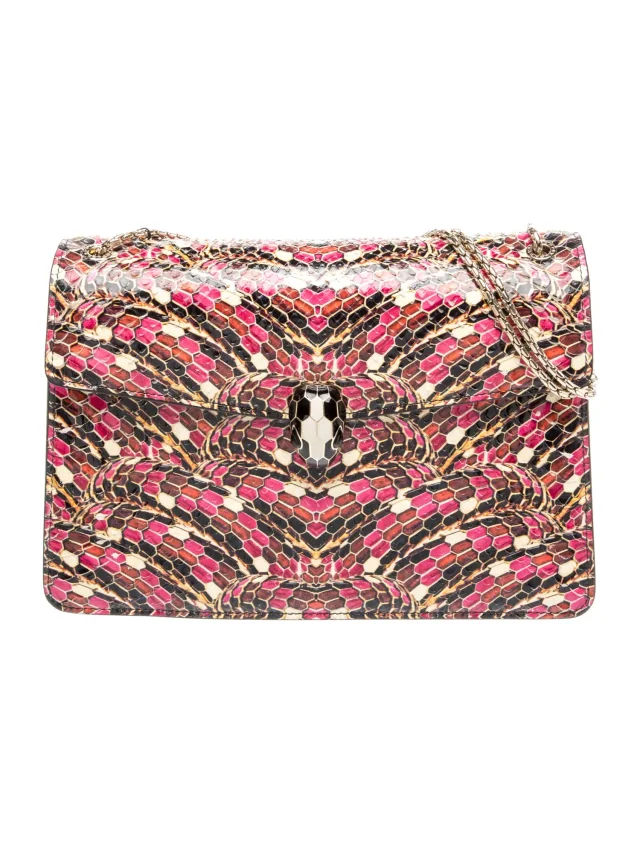 Bvlgari Embossed Leather Shoulder Bag in pink Leather from The RealReal