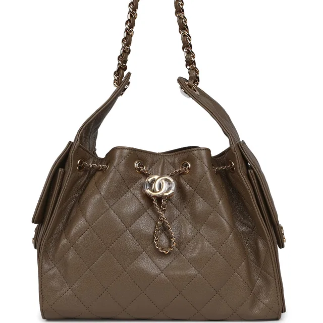 Chanel Small 25 Hobo Bag Dark Khaki Caviar Gold Hardware in Green Caviar leather from Madison Avenue Couture