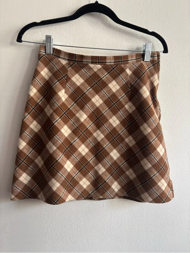 Dolce & Gabbana Brown And Cream Plaid Mini Skirt in red|brown from Poshmark