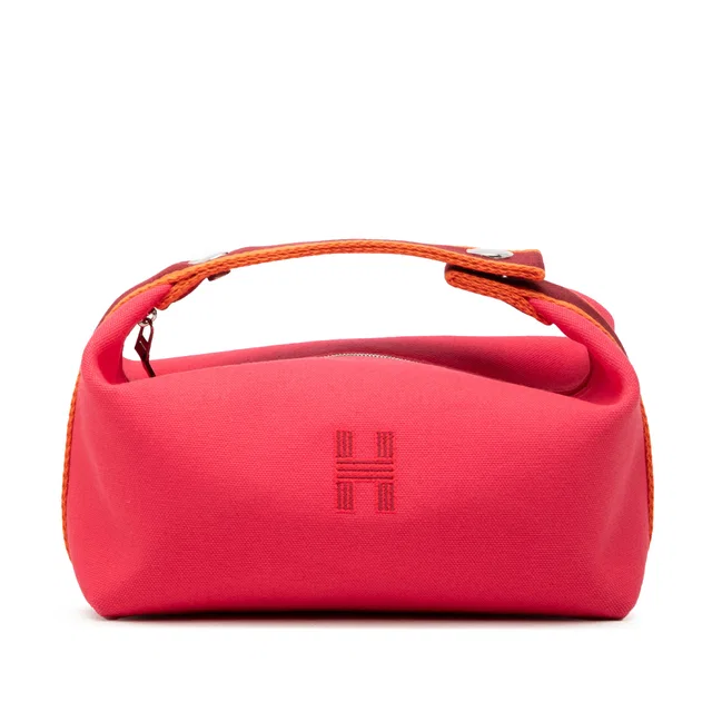 Pink Hermès Small Toile Bride A Brac Case Vanity Bag in Pink Canvas from Designer Revival