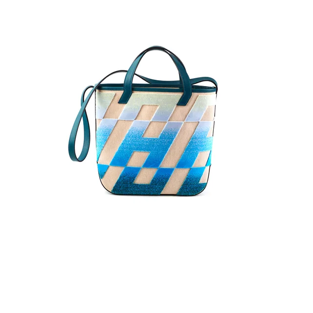 Hermès Biais 27 Blue Shoulder Bag in Blue Canvas from The Purse Affair