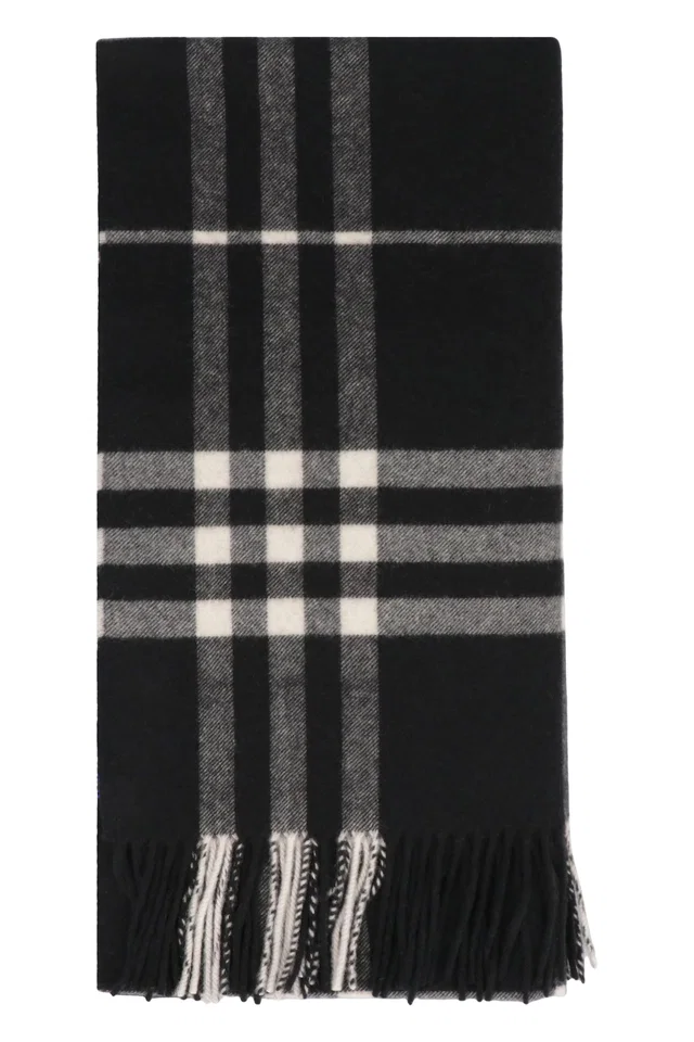 Burberry Checked Cashmere Scarf — Black Scarfs in Black Cashmere from HEWI