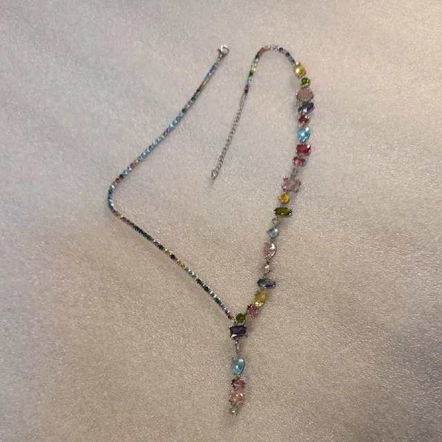Swarovski Multicolor Crystal Y-Necklace in red|pink from Poshmark
