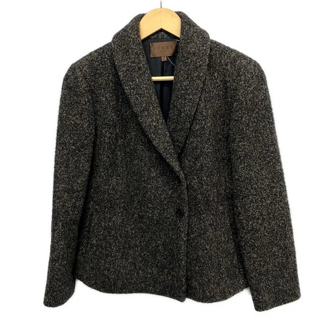 Loewe Jacket M Dark Brown Black Long Sleeve Alpaca Mixed Fall Winter 38 in Black from The Reluxe