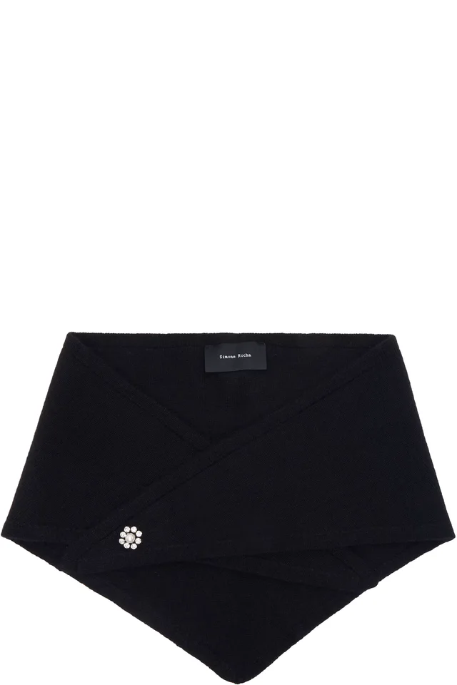Black Embellished Cashmere Neckerchief Scarf, image 1 of 1 from SSENSE