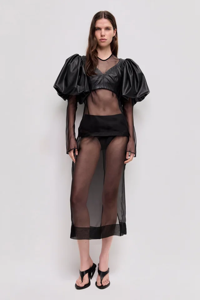 AJE Spoken Puff Sleeve Crop Top in Black from Aje, photo 1 of 1