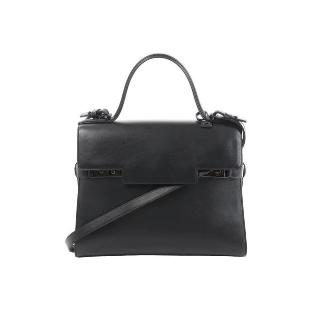 Delvaux Tempête GM Leather 2Way Handbag in Black in white|neutral Leather from Her-Age, photo 1 of 1