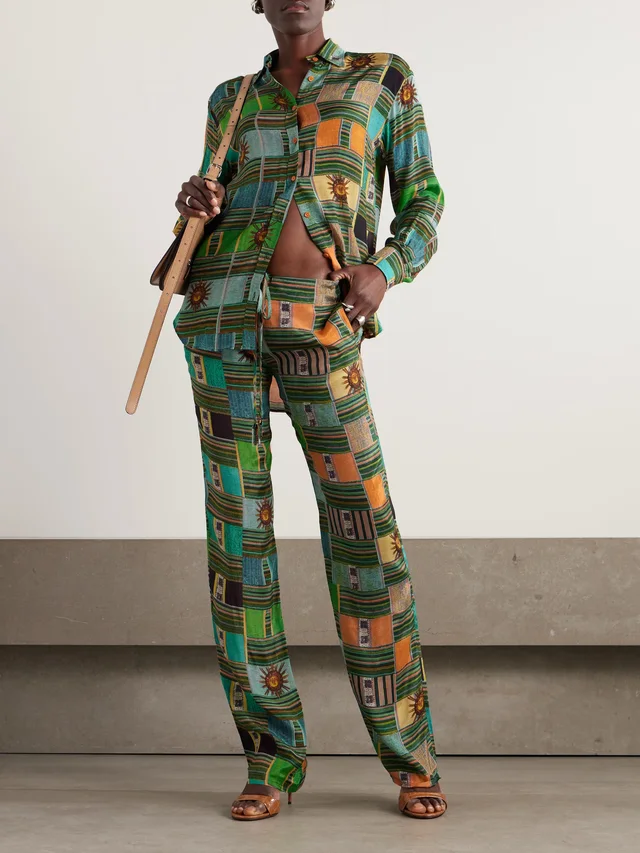 SIEDRÉS Printed cotton-blend shirt in Green, photo 2 of 2 from NET-A-PORTER (Canada)