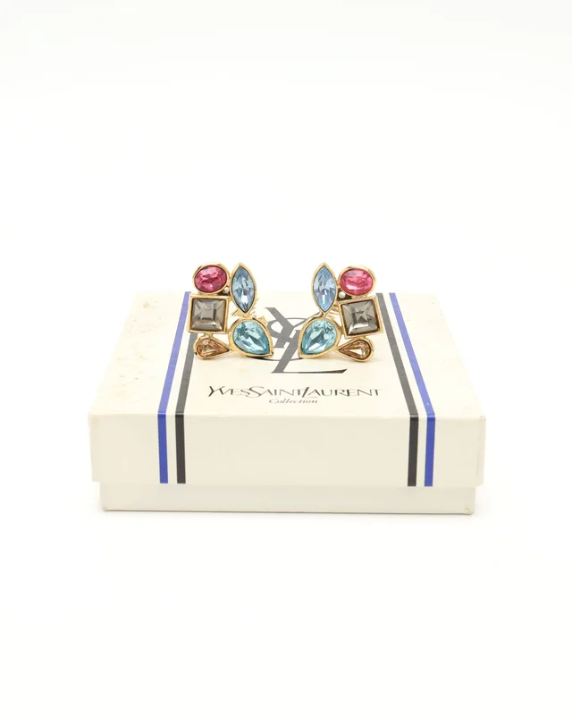 Saint Laurent Rhinestone Clip-on Earrings from A Retro Tale, photo 2 of 4