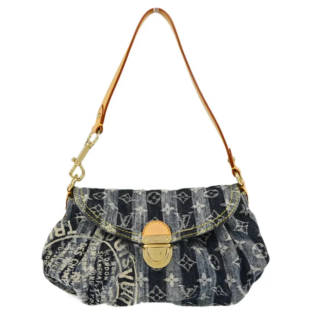 Louis Vuitton 2006 Blue Monogram Denim Mini Pleaty Raye Handbag M95333 in Blue Denim from AMORE Vintage Tokyo