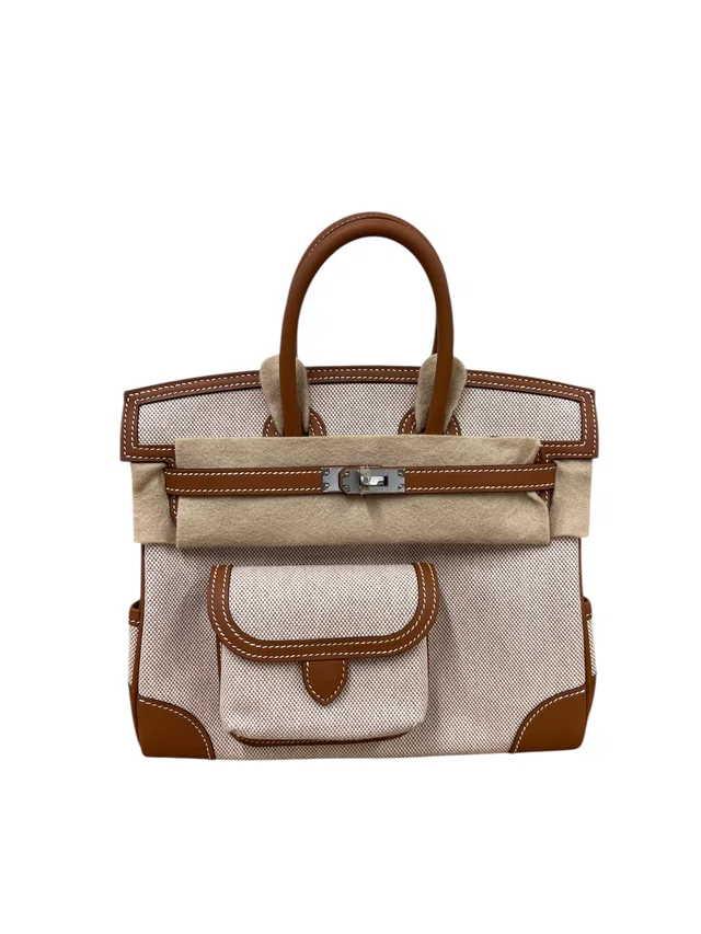 Hermès Birkin 25 cargo Gold Toile goelan/Swift PHW #K in Gold Swift leather from Luxury Promise