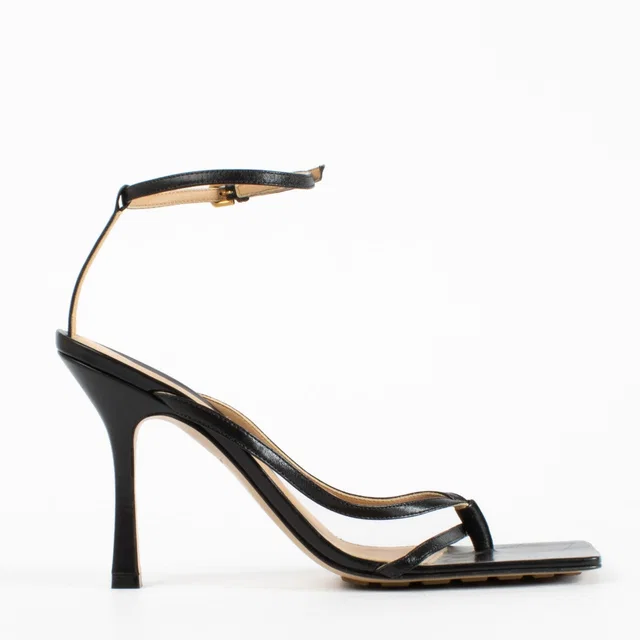 Bottega Veneta Black Stretch Strap Sandals - Size 39 1/2 in Black from Labellov