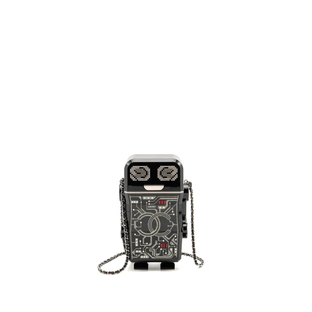 Chanel plexiglass crystal robot Minaudiere evening bag black SHW in Black Resin from EMIER