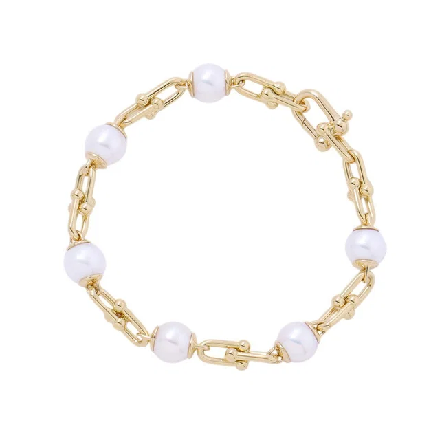 Tiffany & Co. HardWear Link Pearl Bracelet Size Large70606178 18K Yellow Gold in Yellow from GALLERY RARE