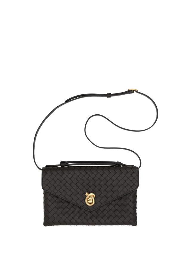 Bottega Veneta Knot Lock Shoulder Bag — Black Lambskin Leather in Black Lambskin from HEWI