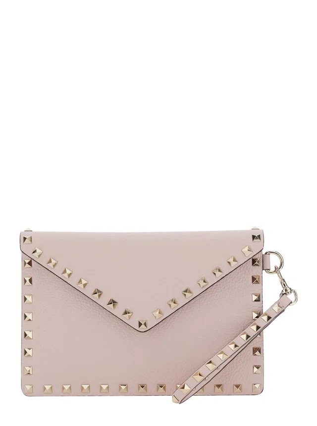 Valentino Garavani Clutch — Pink Calf Leather in Pink Calfskin from HEWI