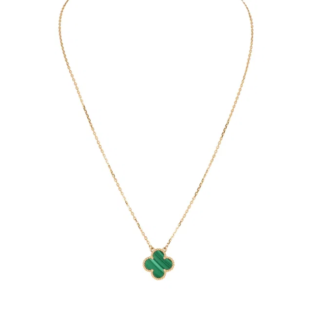 Van Cleef & Arpels Vintage Alhambra Motif Pendant Necklace Malachite 18K Yellow Gold in Yellow from Madison Avenue Couture