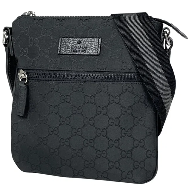 Gucci Shoulder Bag GG Pattern Web Nylon Black in Black Nylon from The Reluxe