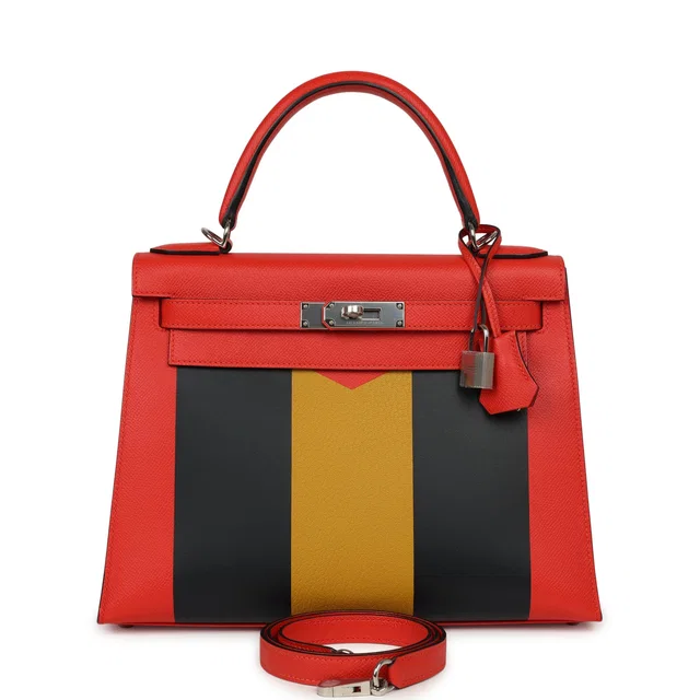 Hermès Kellygraphie Kelly Sellier 28 "Lettre M" Capucine in Blue Epsom leather from Madison Avenue Couture