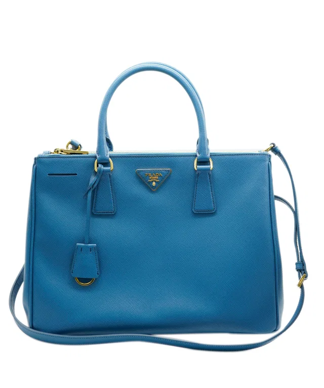 Prada blue saffiano tote with GHW in Blue Saffiano leather from Luxury Promise