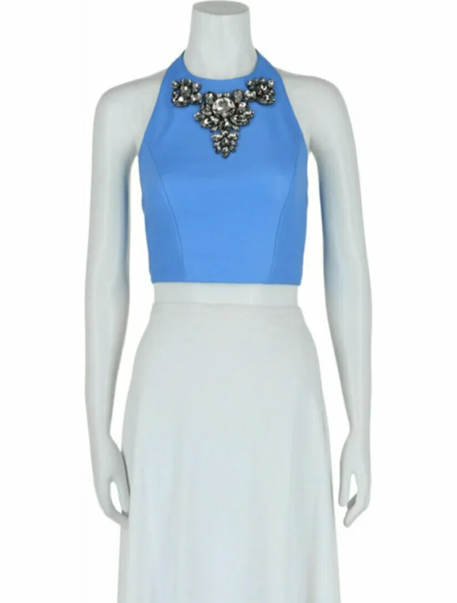 Givenchy Lambskin Crop Top w/ Tags in blue Lambskin from The RealReal