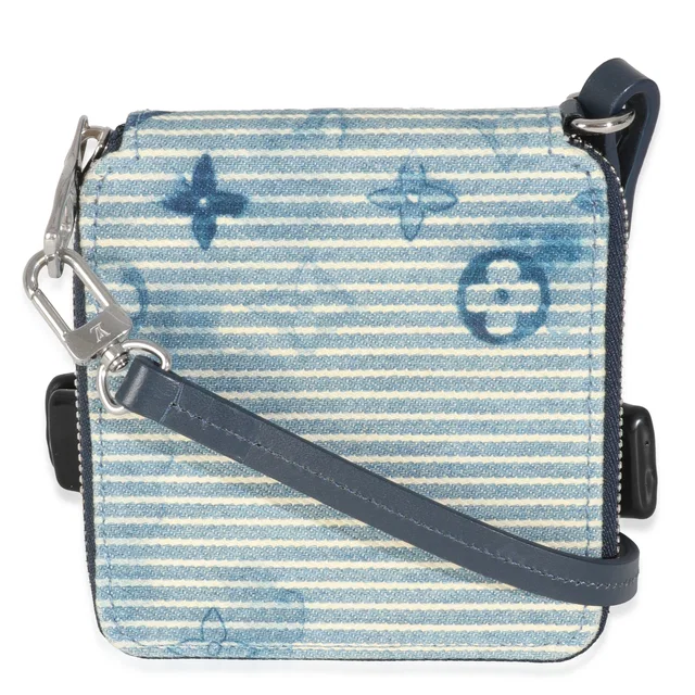 Louis Vuitton Blue Hickory Stripes Denim Monogram Watercolor Wallet On Strap in Blue Denim from myGemma