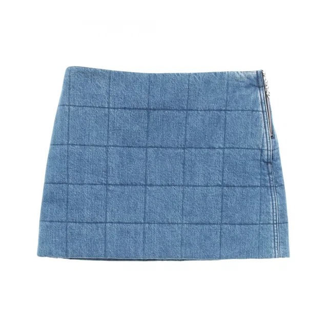 Gucci Skirt Interlocking G Quilted Mini Blue Cotton Denim in Blue Denim from The Reluxe