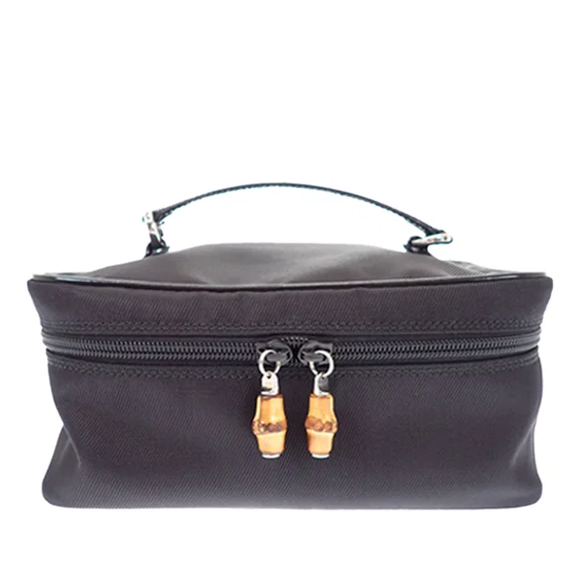 Black Gucci Nylon Bamboo Vanity Bag in Black Nylon from Designer Revival