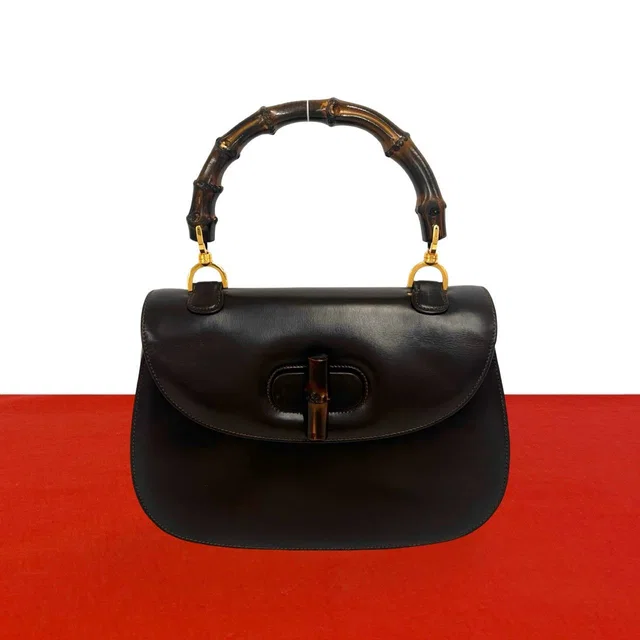 Gucci Vintage Bamboo Leather Handbag Mini Tote Brown in Brown Leather from The Reluxe