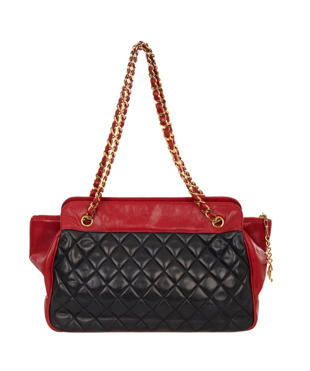 Chanel Bicolor Shoulder Bag Red/Navy in Red from Luxury Promise