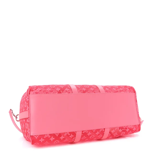 Louis Vuitton Monogram Fluo See Through Keepall Bandouliere 50 Rose in Pink Leather from FASHIONPHILE, photo 3 of 8