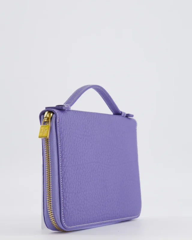 Loro Piana Purple Leather Top Handle Wallet with Gold LP Logo Zipper Detail in Purple Leather from Sellier, photo 13 of 18