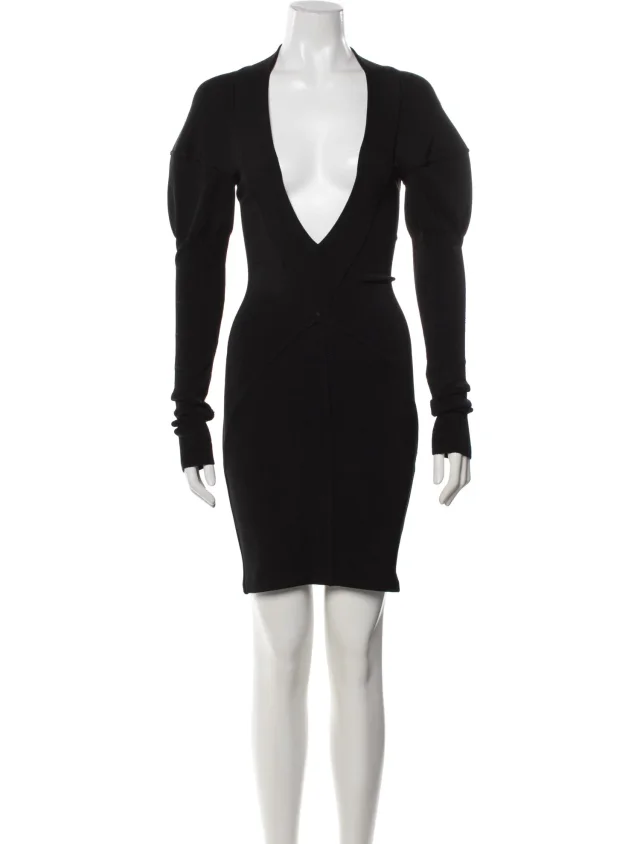 Alaïa Plunge Neckline Mini Dress in black from The RealReal