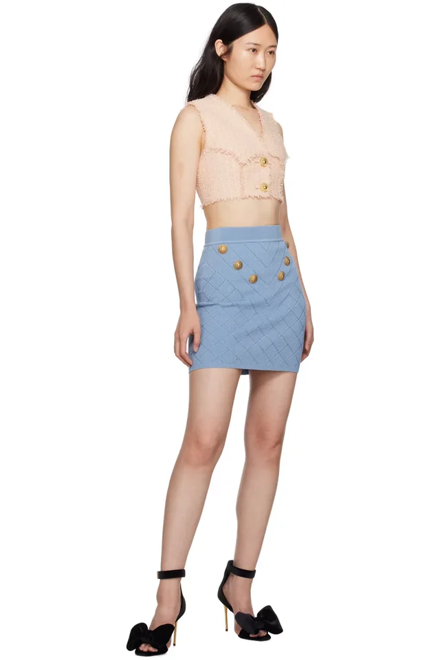 BALMAIN Pink Cropped Tank Top, photo 4 of 4 from SSENSE