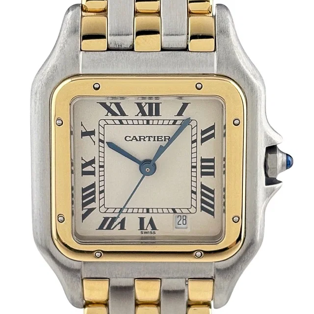Cartier Panthère MM 3 Row Watch SS YG Quartz Ivory in White from The Reluxe