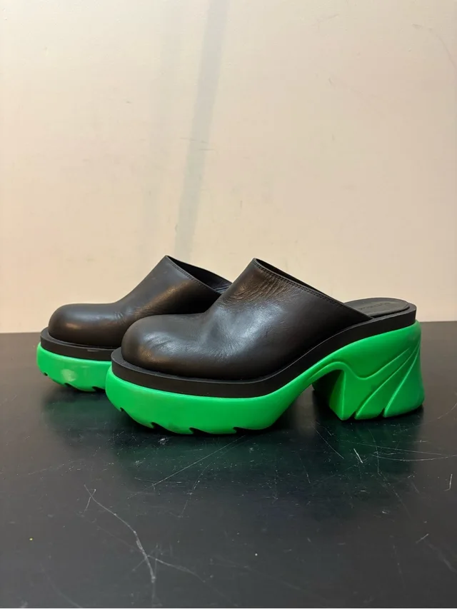 Bottega Veneta Leather Flash Mule Black Green in green|black Leather from Poshmark