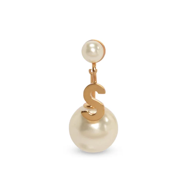 Dior Faux Pearl My ABCDior Tribales Letter S Single Earring in Gold Tone from Blue Spinach