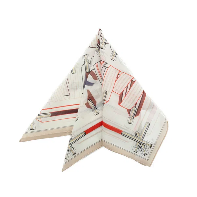 White Hermès Les Sangles en Finesse Handkerchief in White from Designer Revival